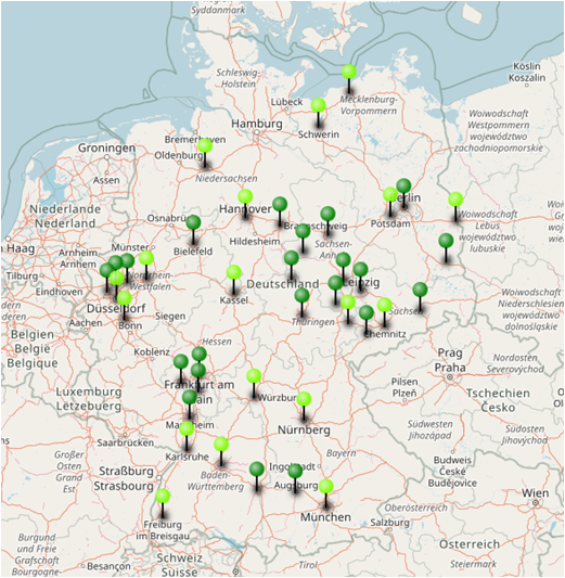 Deutschlandkarte Gleisbegrünung